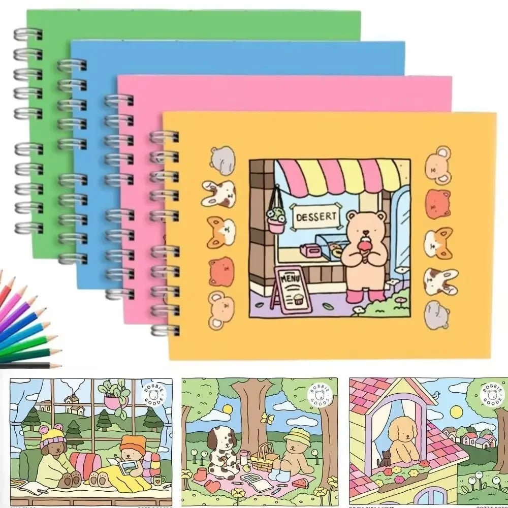 Livro Caderno de Colorir Bobbie Goods com 50 Folhas Premium 180g | Desenhos Infantis e Adultos para Relaxamento Anti-Estresse