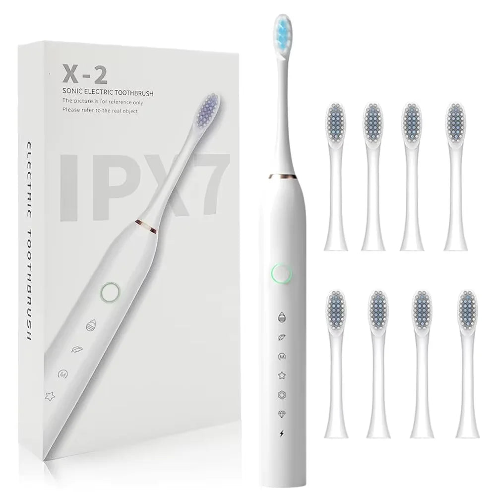 Kit Escova Elétrica Inteligente Ultrassônica IPX7 4 Cabeças Leve e Silenciosa para Uso Diário e Viagens