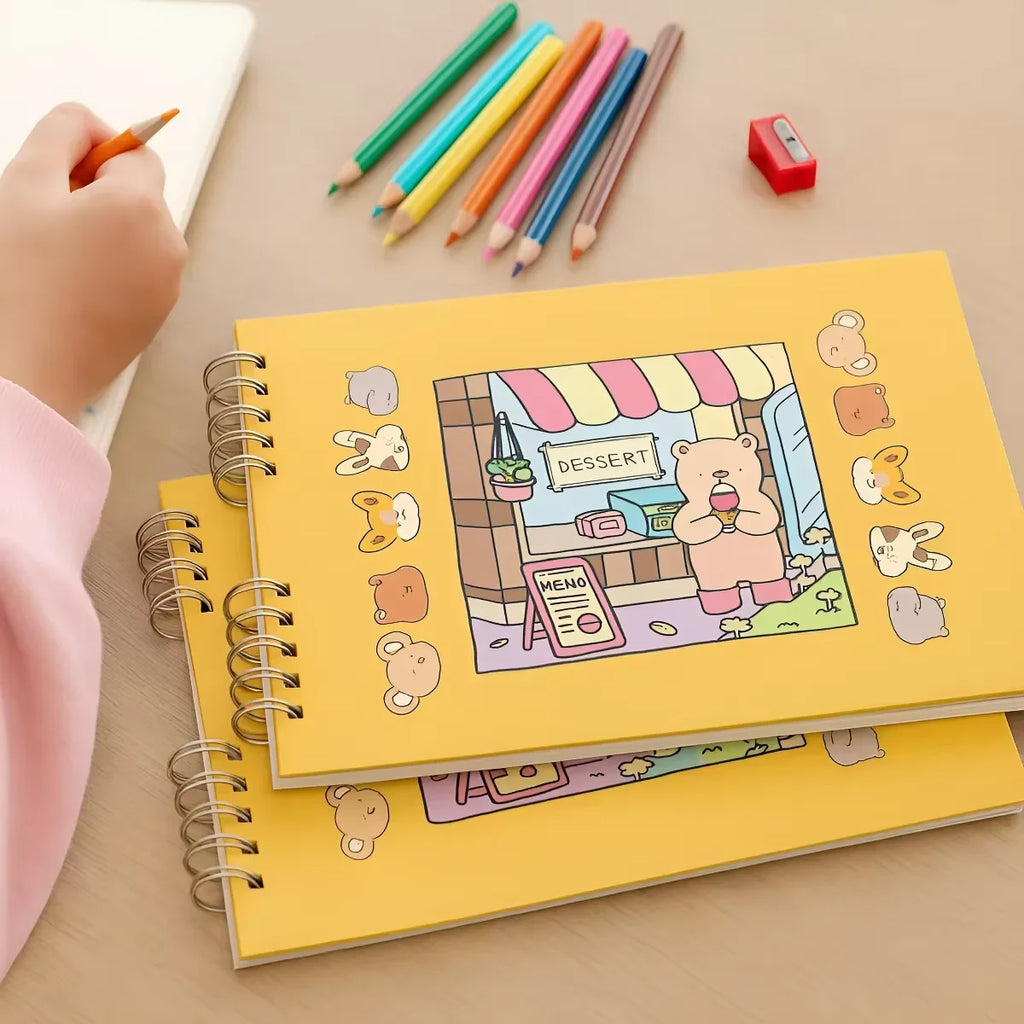 Livro Caderno de Colorir Bobbie Goods com 50 Folhas Premium 180g | Desenhos Infantis e Adultos para Relaxamento Anti-Estresse