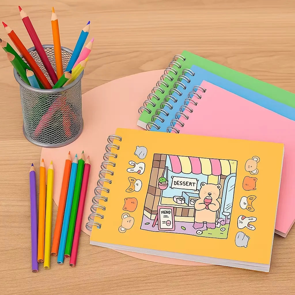Livro Caderno de Colorir Bobbie Goods com 50 Folhas Premium 180g | Desenhos Infantis e Adultos para Relaxamento Anti-Estresse
