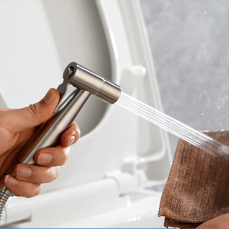 Conjunto de ducha higiênica manual para vaso sanitário, torneira de bidê manual em aço inoxidável
