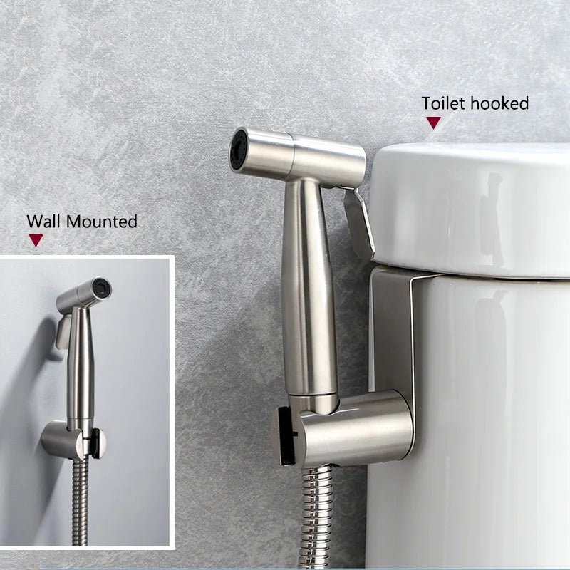 Conjunto de ducha higiênica manual para vaso sanitário, torneira de bidê manual em aço inoxidável