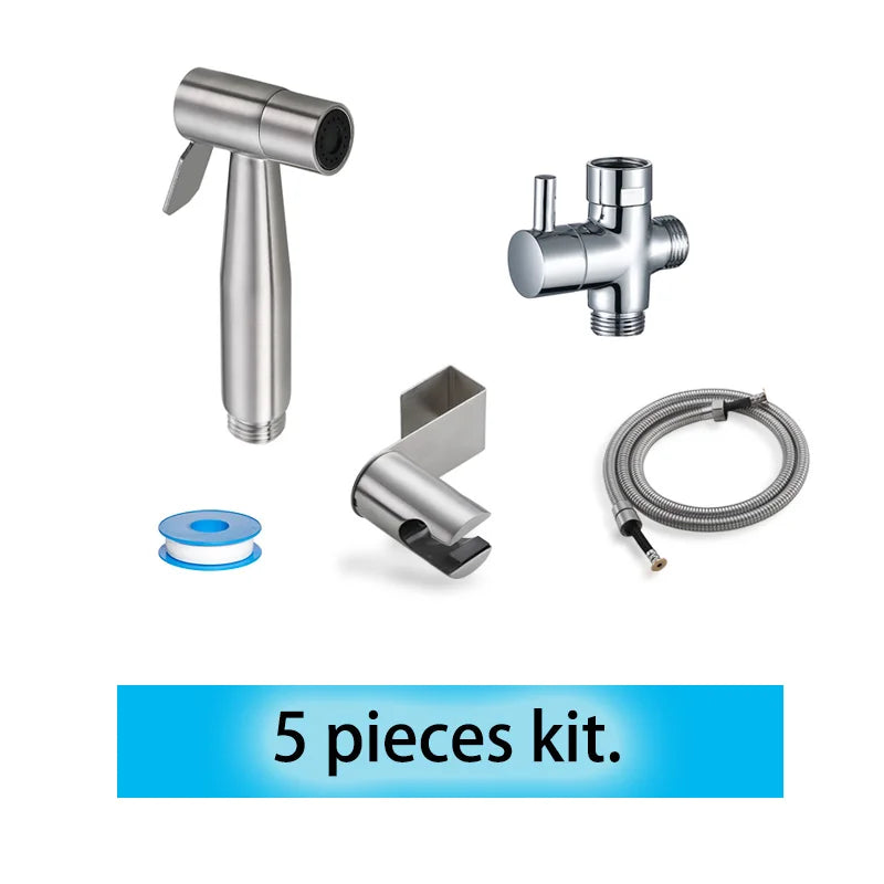 Conjunto de ducha higiênica manual para vaso sanitário, torneira de bidê manual em aço inoxidável