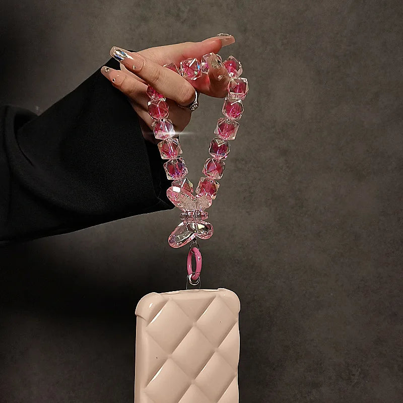 Cordão de telefone de luxo cristal brilhante acrílico