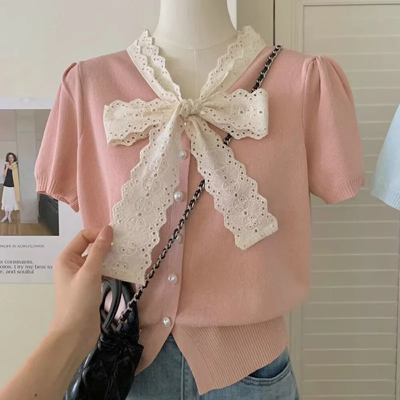 Cardigan de manga curta camisola feminina