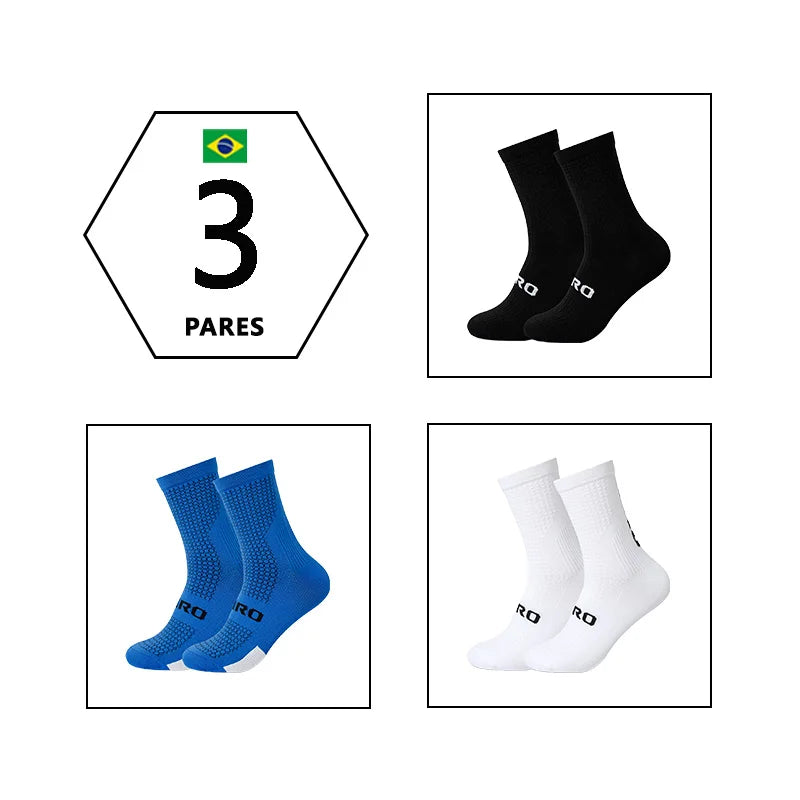 3 Pares Meias de ciclismo respiráveis Meia de yoga antiderrapante