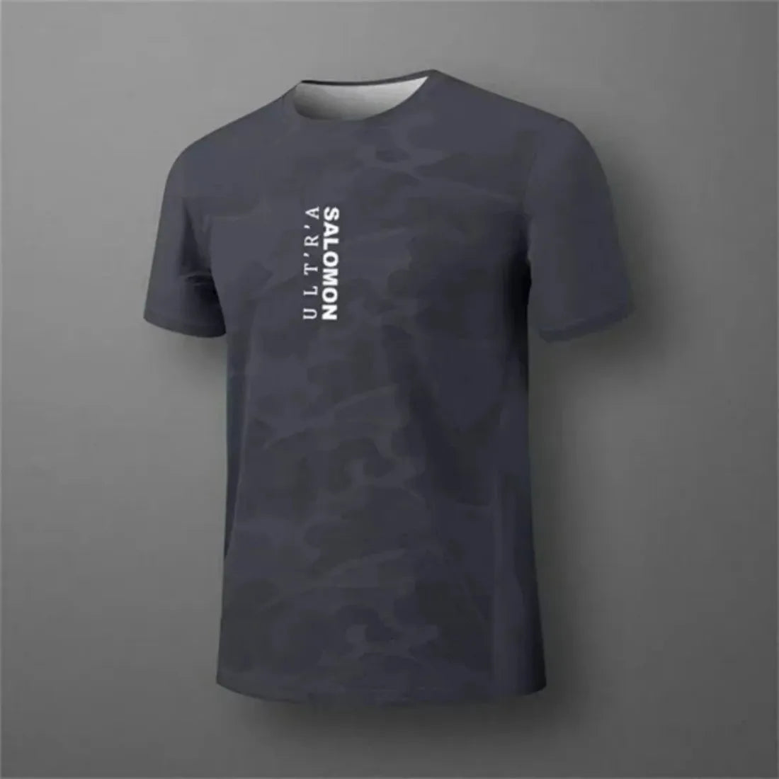 Novo verão respirável e confortável em torno do pescoço camiseta com padrão impresso carta para corrida ao ar livre, topo casual e seco