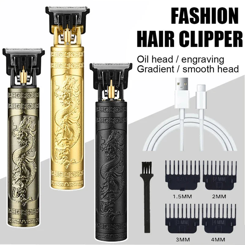 Máquina de corte de cabelo vintage t9 máquina de cortar cabelo usb carregamento rápido barbeador barbeiro aparador de cabelo sem fio para barbe masculino