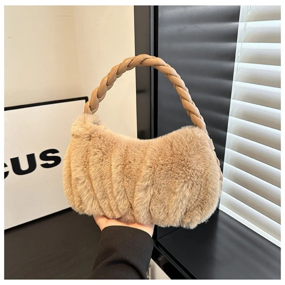 Bolsa de ombro elegante de pelúcia macia