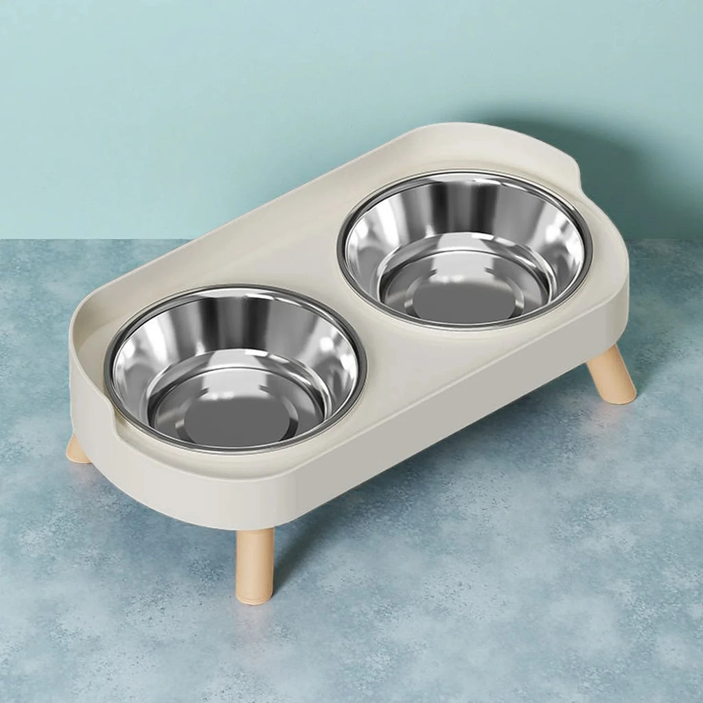 Alimentador elevado colorido para animais de estimação com dopamina: tigelas duplas de aço inoxidável com suporte para pescoço - Estação de alimentos e água da moda para animais de estimação