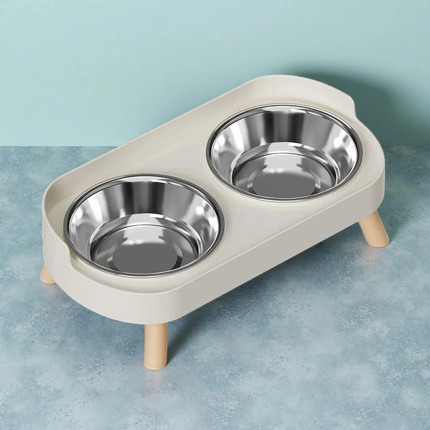 Alimentador elevado colorido para animais de estimação com dopamina: tigelas duplas de aço inoxidável com suporte para pescoço - Estação de alimentos e água da moda para animais de estimação