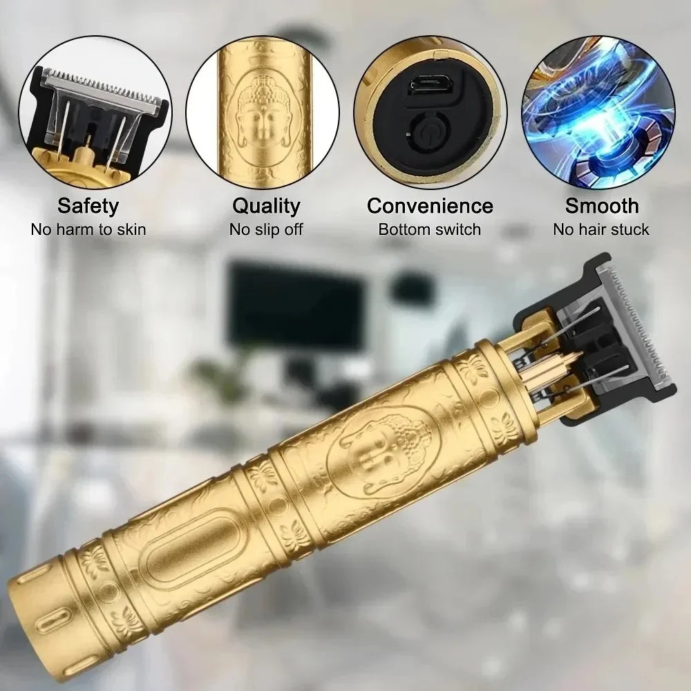 Máquina de corte de cabelo vintage t9 máquina de cortar cabelo usb carregamento rápido barbeador barbeiro aparador de cabelo sem fio para barbe masculino