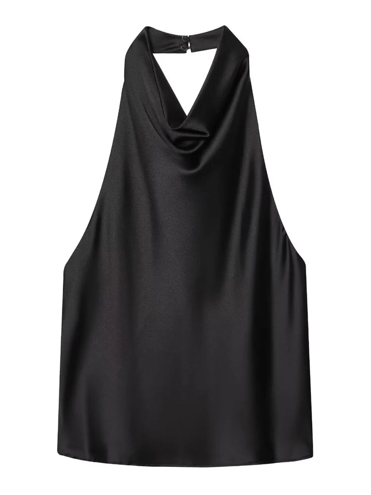 Top feminino halter cetim feminino