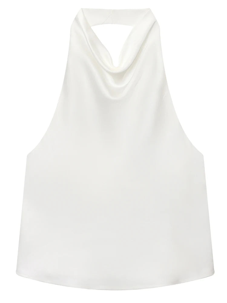 Top feminino halter cetim feminino