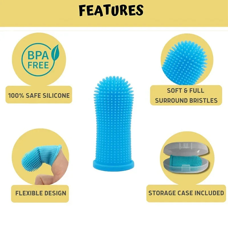 Cão super macio pet dedo escova de dentes limpeza respiração cuidados não tóxico silicone escova de dentes gato cão escova de dentes produtos para animais de estimação