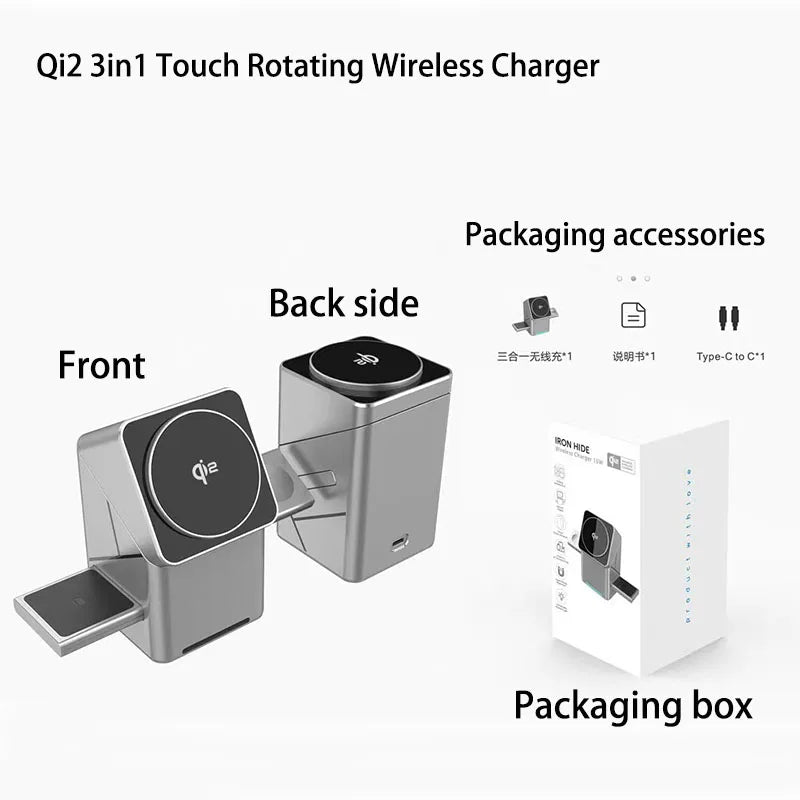 Base rotativa magnético, carregador sem fio para iphone 12-17 max & samsung galaxy base de carregamento rápido