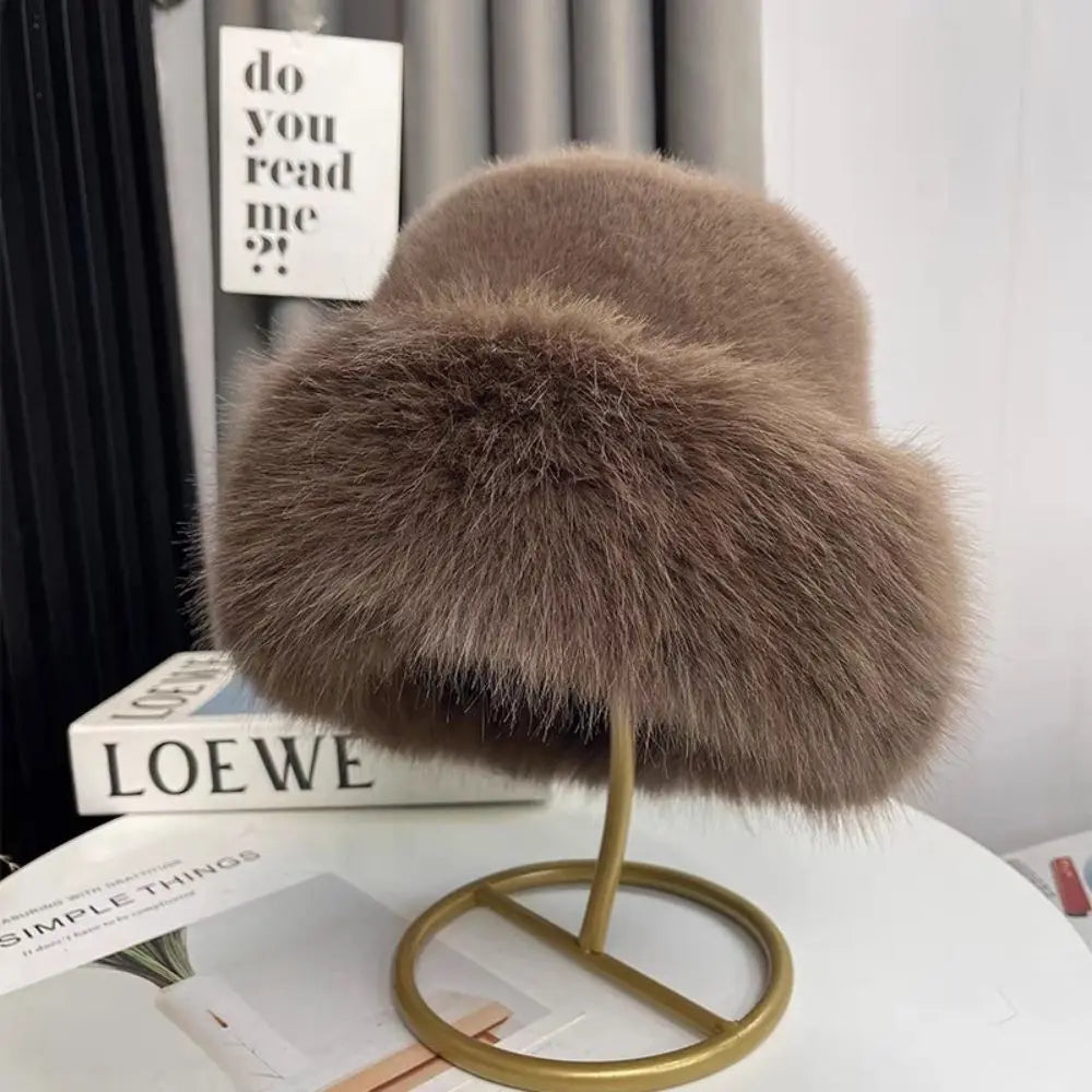 Chapéu bucket  para mulheres inverno de pelúcia