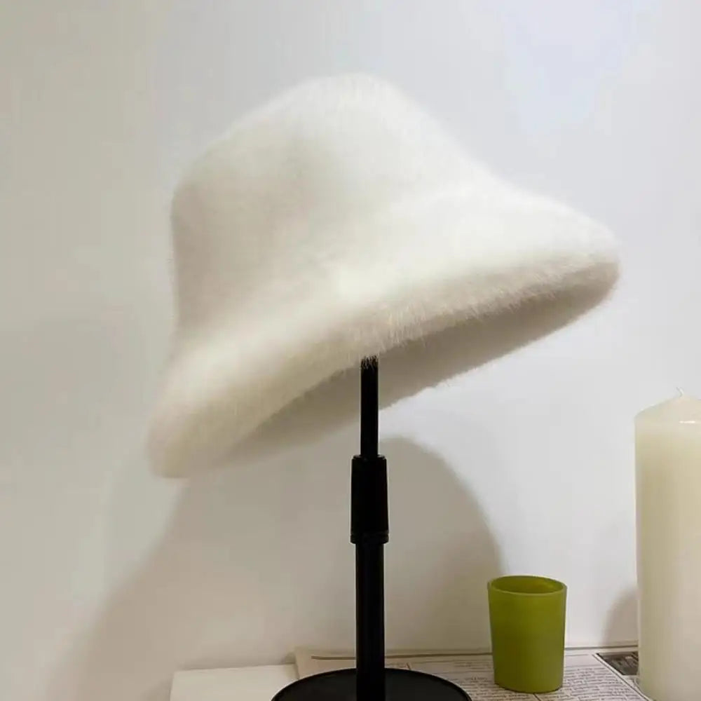 Chapéu bucket  para mulheres inverno de pelúcia