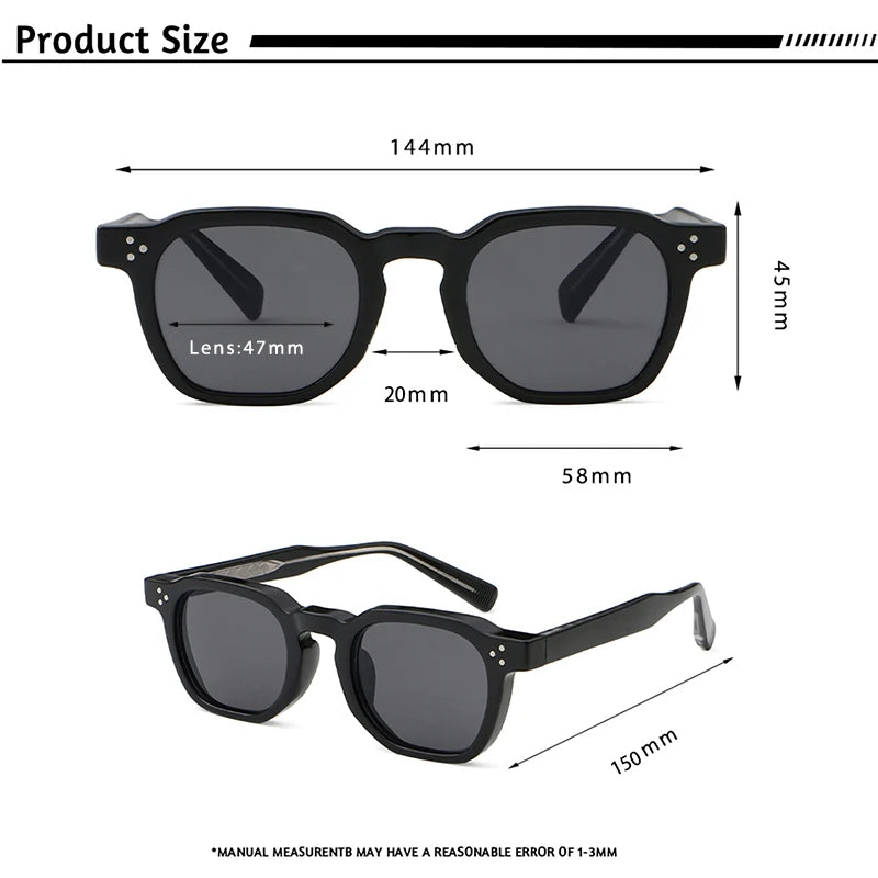 Óculos de Sol CATERSIDE Fashion Masculinos com Armação Pequena Quadrada