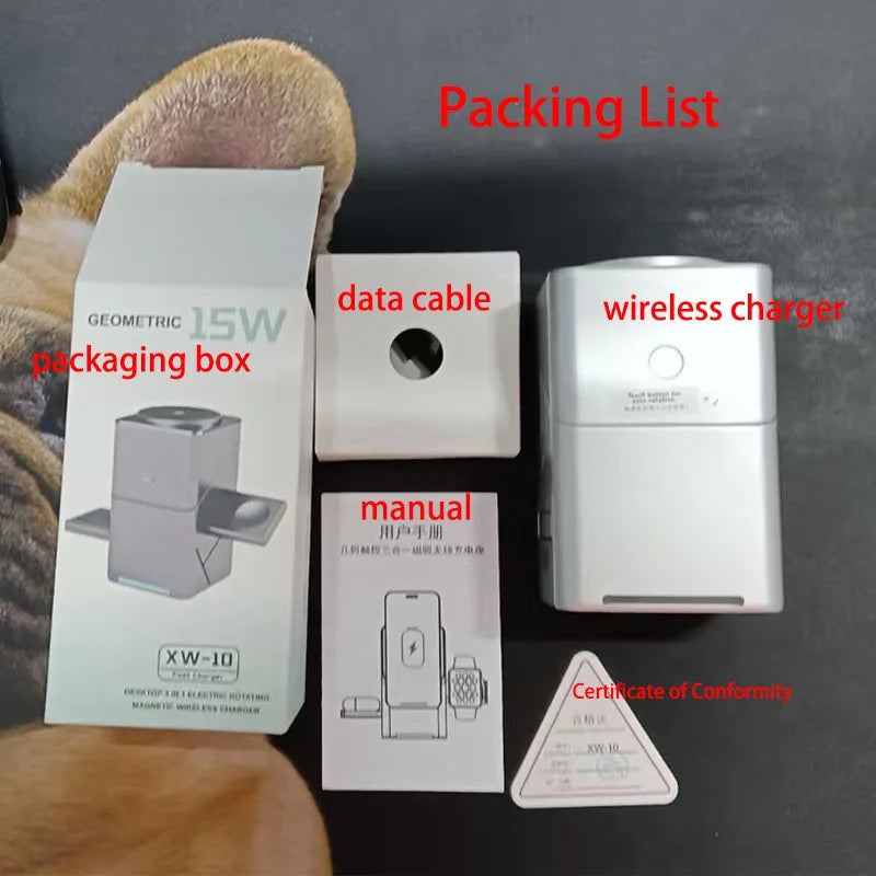 Base rotativa magnético, carregador sem fio para iphone 12-17 max & samsung galaxy base de carregamento rápido
