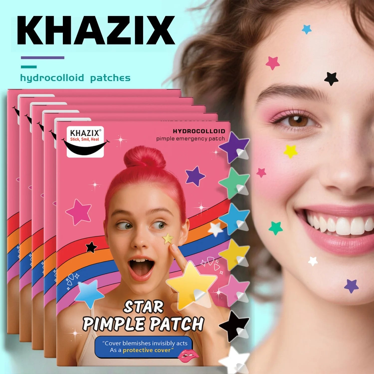 40 peças de remendos de acne estrela multicoloridos adesivos corretivos de acne