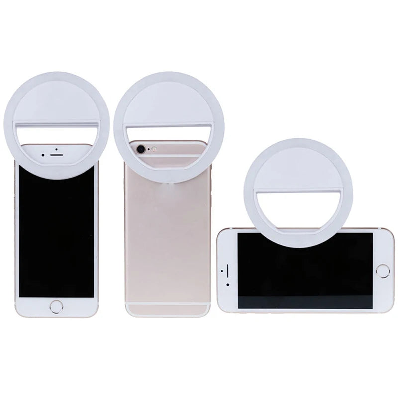 Anel de luz led carregamento usb telefone selfie luz mini clipe