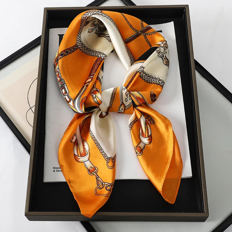 lenço quadrado de seda feminino pescoço laço de cabelo banda praia hijab lenço cabeça