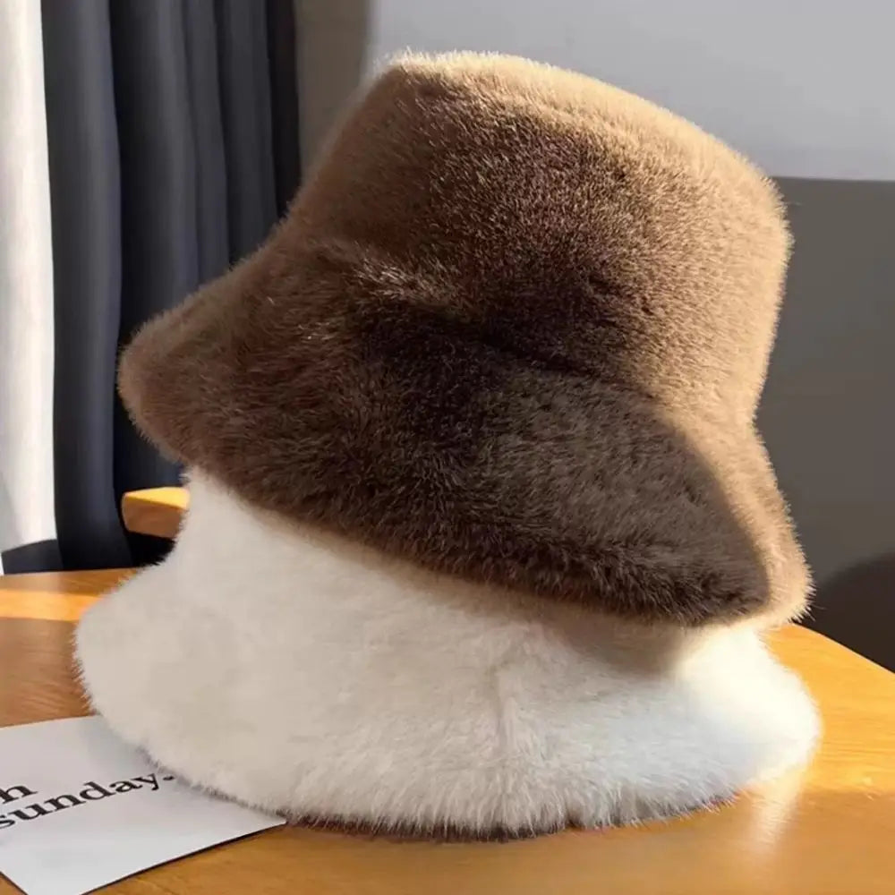 Chapéu bucket  para mulheres inverno de pelúcia
