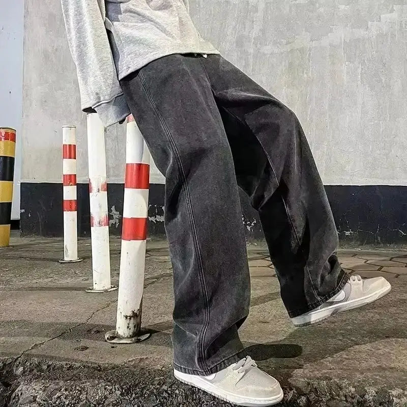 streetwear solto jeans masculino reta calças
