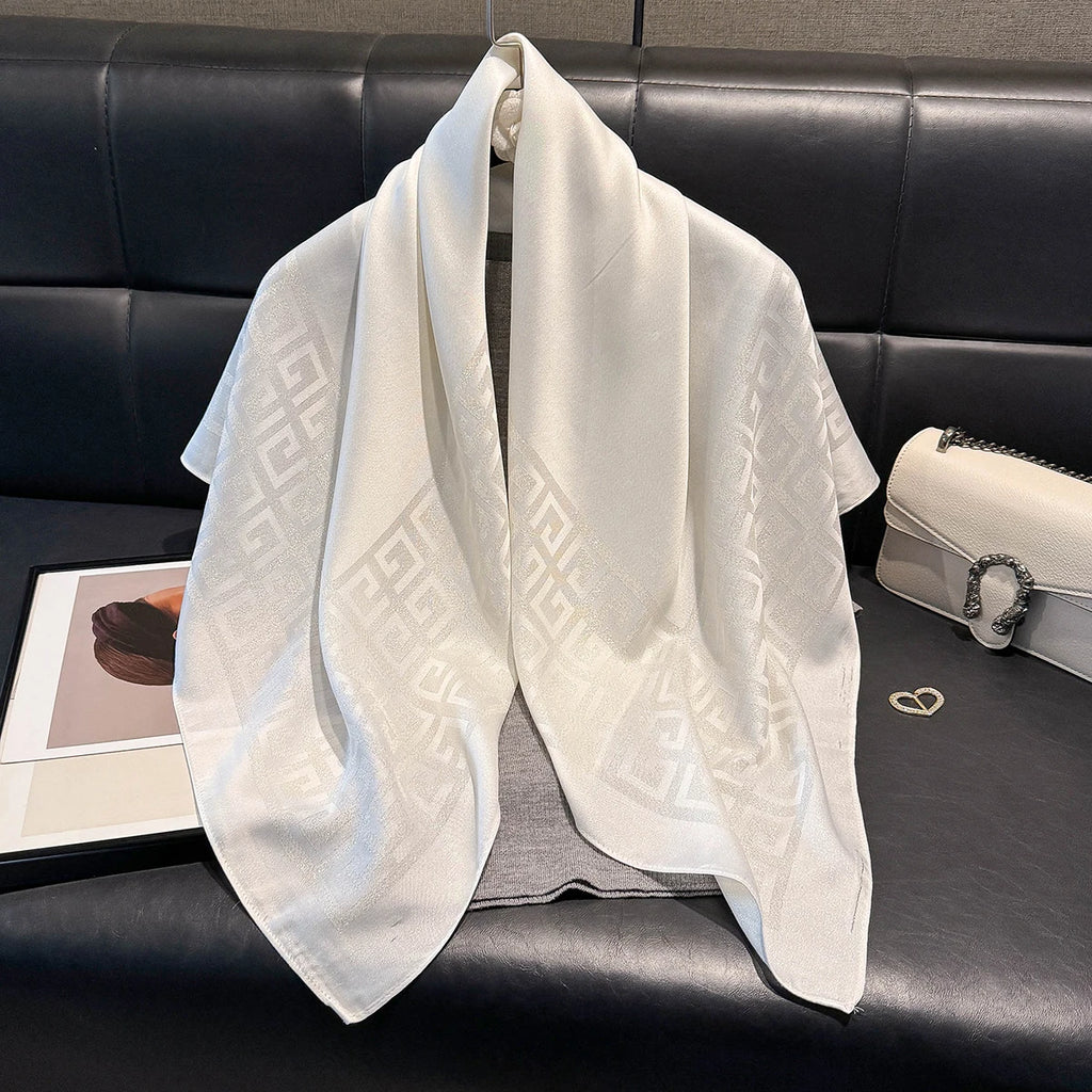 2025 mais recente primavera e outono moda feminina hijab sedoso muçulmano quadrado proteção solar xale marca de luxo macio cachecol feminino