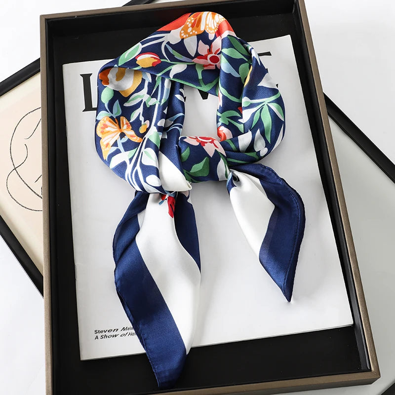 lenço quadrado de seda feminino pescoço laço de cabelo banda praia hijab lenço cabeça