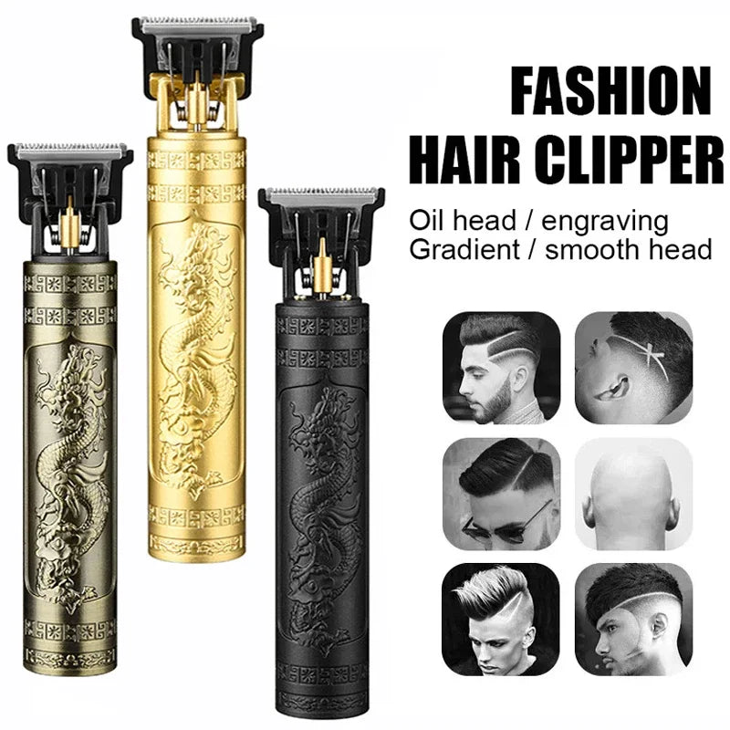 Máquina de corte de cabelo vintage t9 máquina de cortar cabelo usb carregamento rápido barbeador barbeiro aparador de cabelo sem fio para barbe masculino