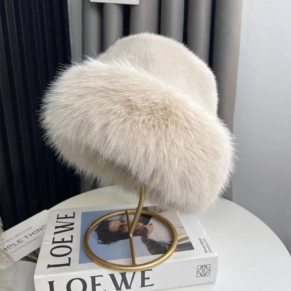 Chapéu bucket  para mulheres inverno de pelúcia