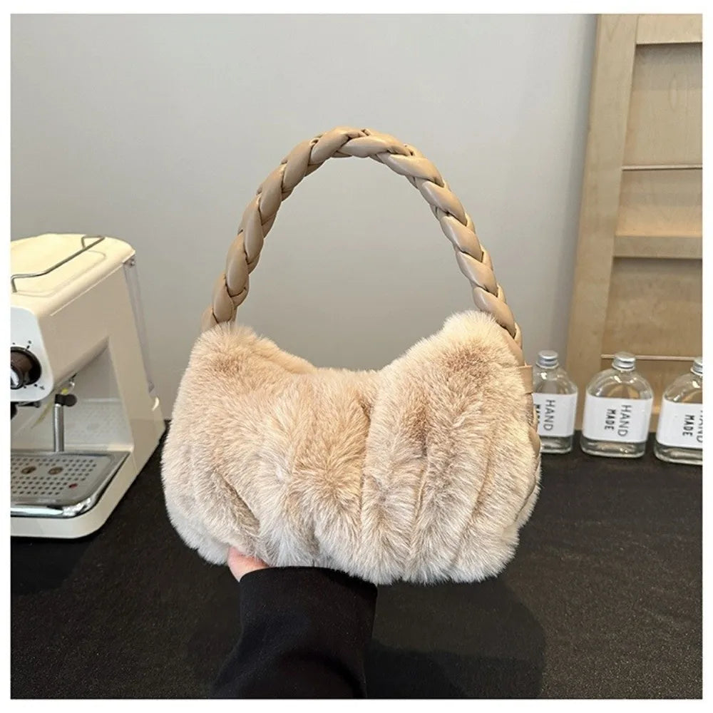 Bolsa de ombro elegante de pelúcia macia