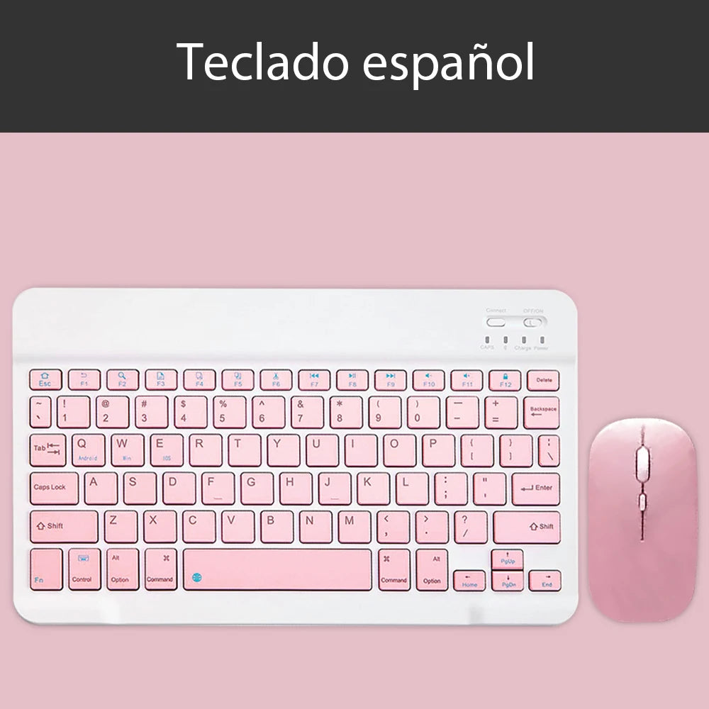 Teclado sem fio rosa e mouse Para ios windows bluetooth