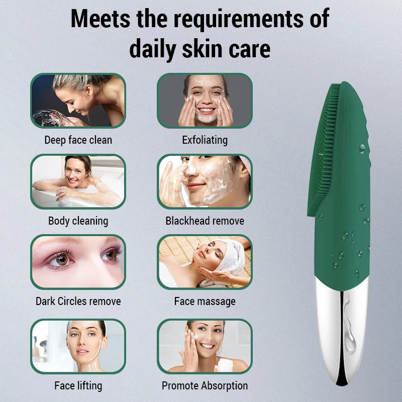 Escova elétrica de limpeza facial, silicone ipx7, à prova d'água