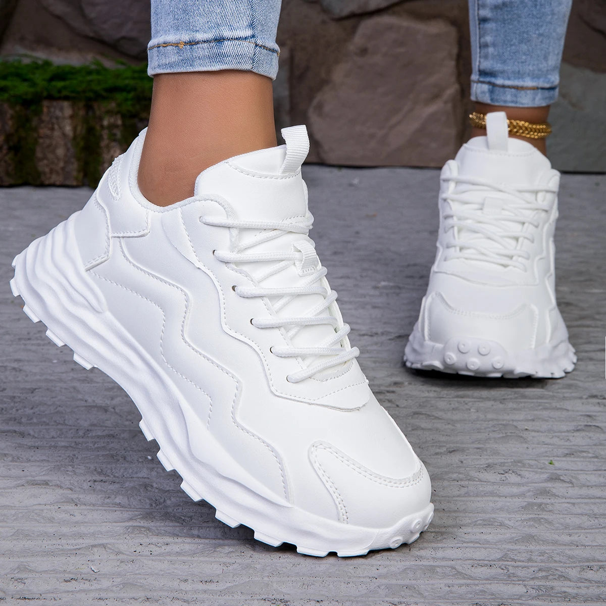 Tênis casual feminino com plataforma esportivo