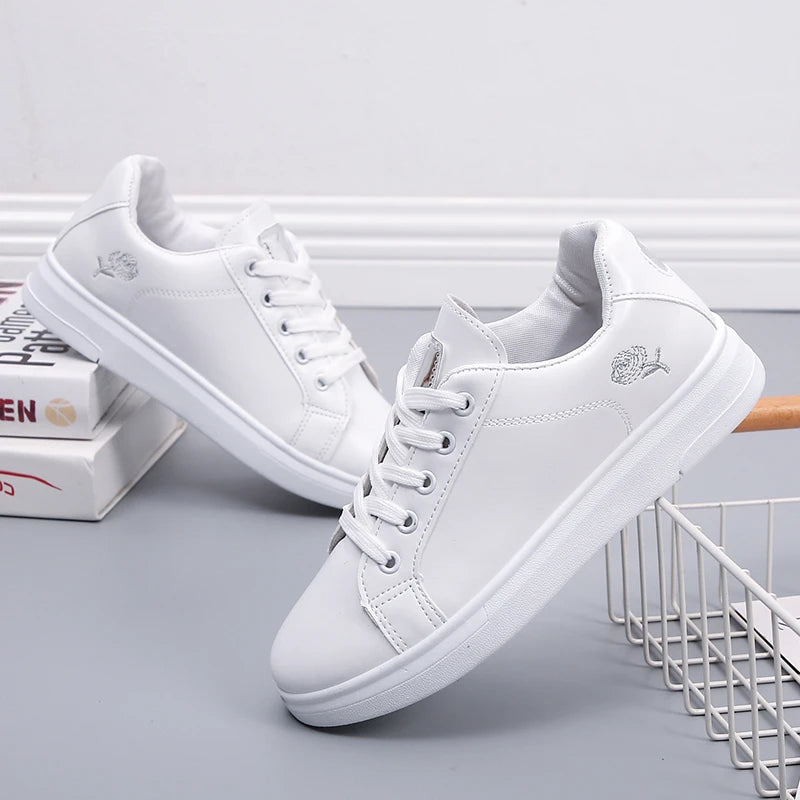 Tenis casual feminino branco respirável