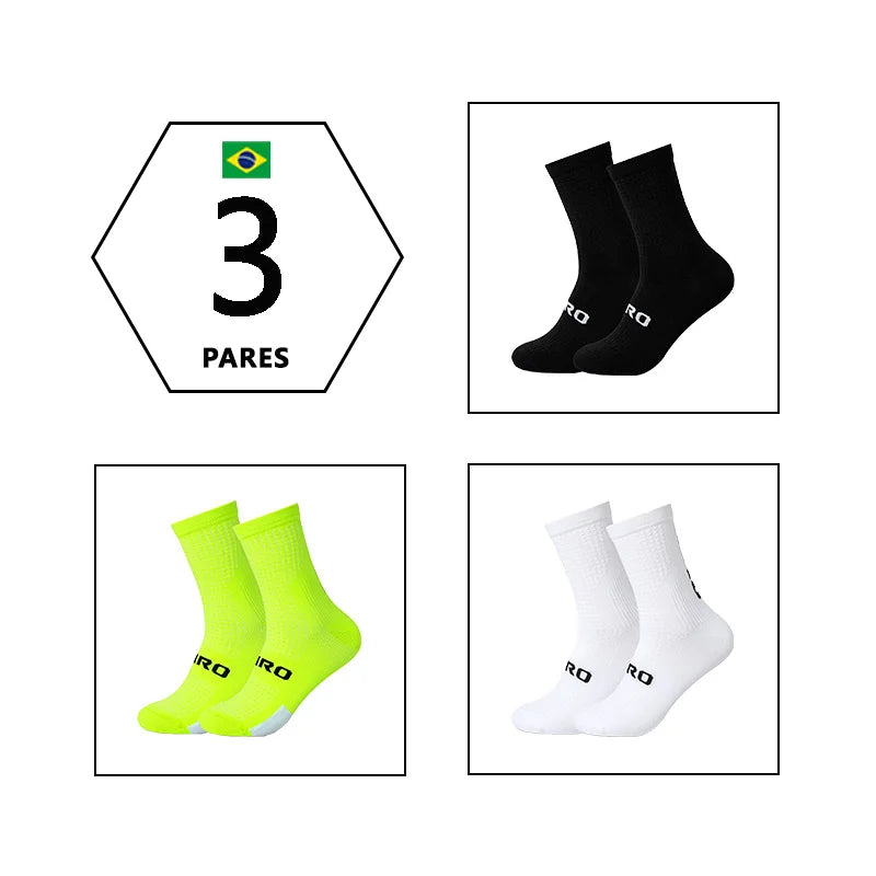3 Pares Meias de ciclismo respiráveis Meia de yoga antiderrapante
