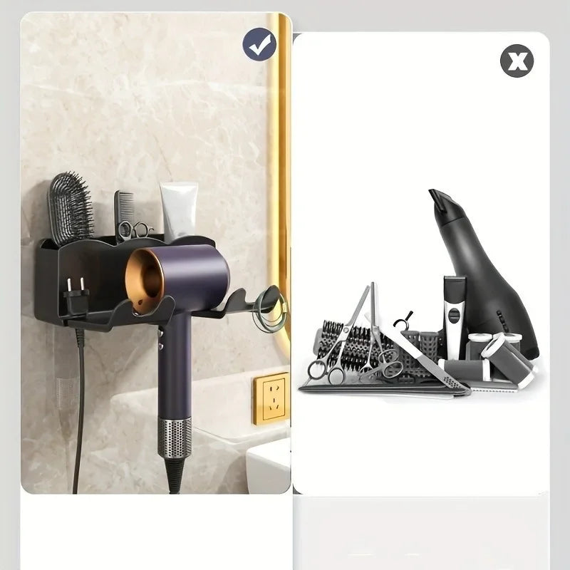 1pc rack de armazenamento de secador de cabelo, suporte de parede de banheiro não perfurado, armazenamento de duto de ar do banheiro