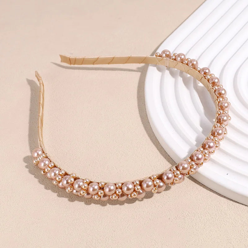 Tiara de Luxo Barroca para Mulheres, Acessório de Cabelo com Espuma Grossa e Pérolas
