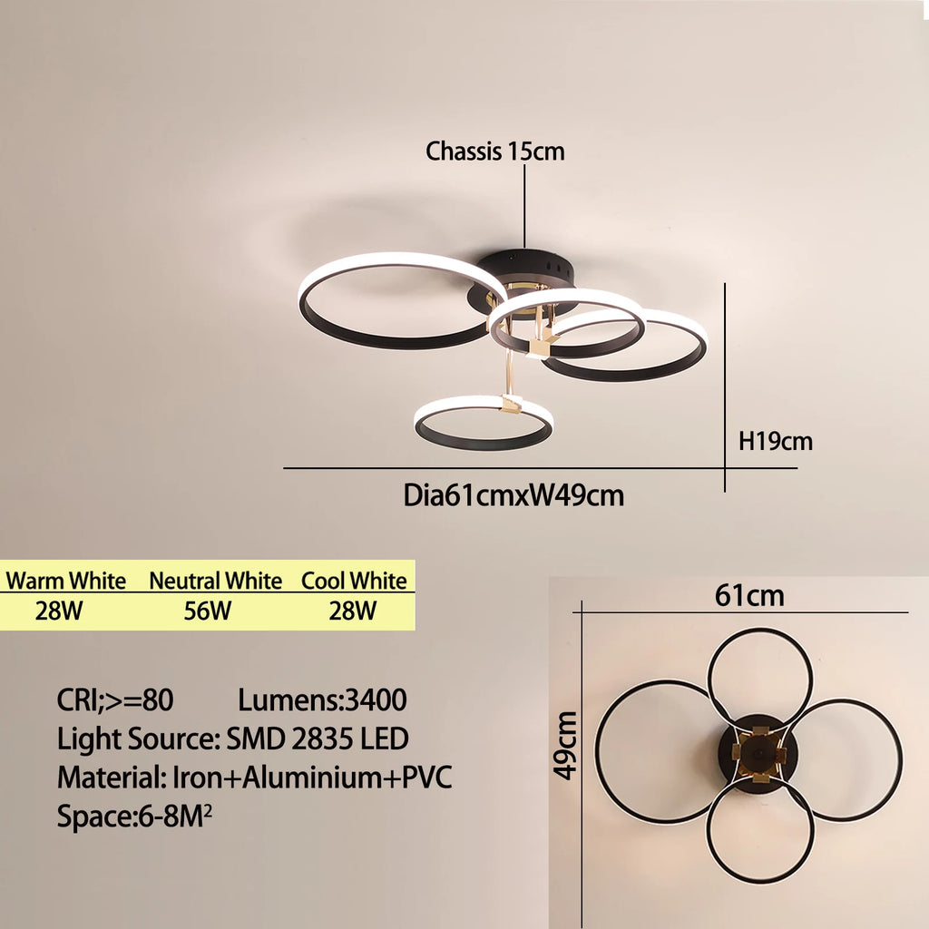 Lustre de teto moderno de led para sala de estar