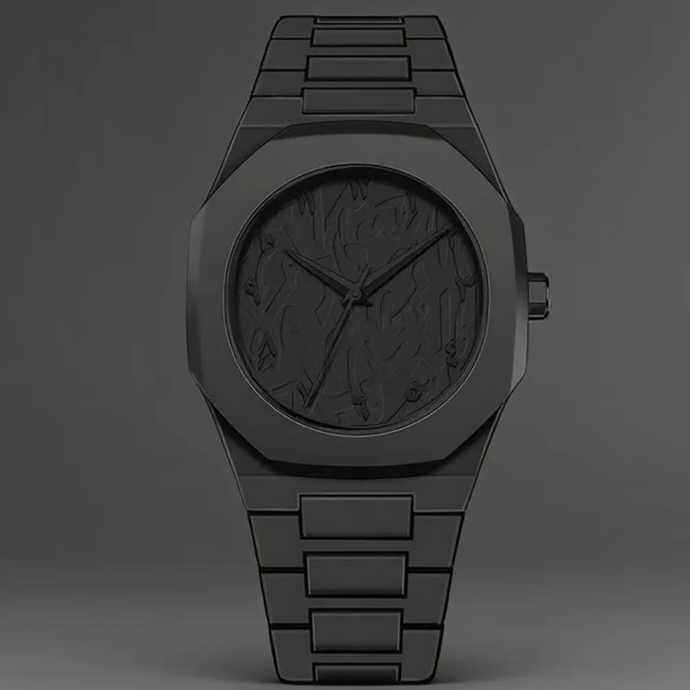 Novo relógio masculino da moda simples preto masculino relógios de quartzo árabe digital casual gotejamento pulseira de óleo