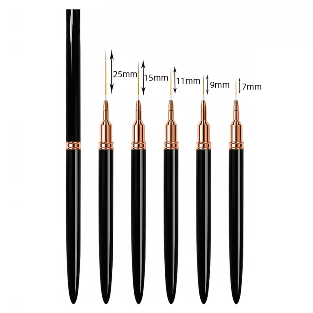 Caneta pincel para unhas 5 unidades / conjunto Conjunto de pincéis para forro de arte em unhas alongadas desenho profissional