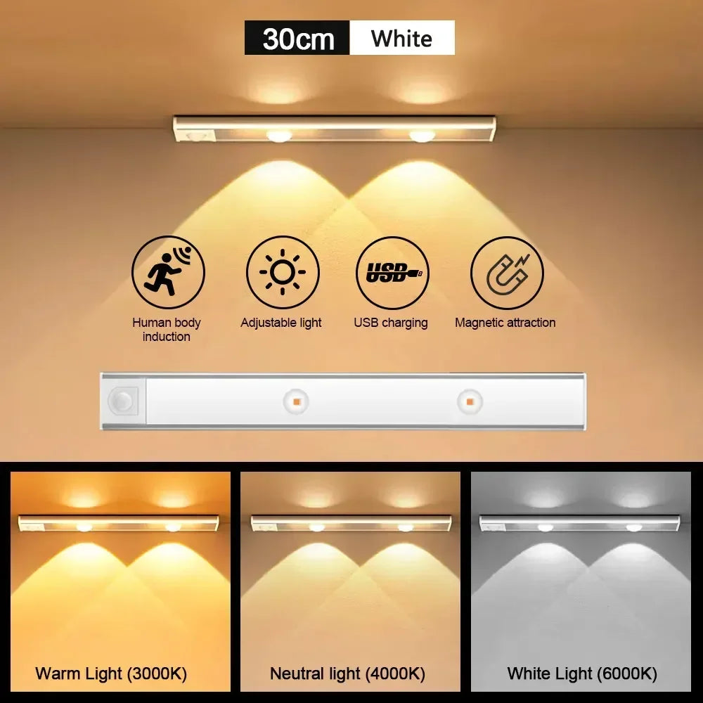 Armário led luz noturna sensor de movimento sem fio ultra fino sob a lâmpada do armário para cozinha quarto guarda-roupa iluminação interior