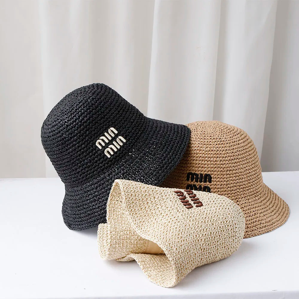 chapeu bordado de sol com aba MIU MIU