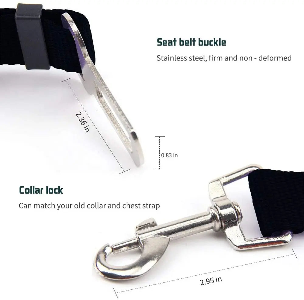 Cinto de segurança ajustável para carro, gato, cachorro, assento para animais de estimação, veículo, clipe de chumbo, alavanca de segurança, tração, coleiras para cães, acessórios para cães