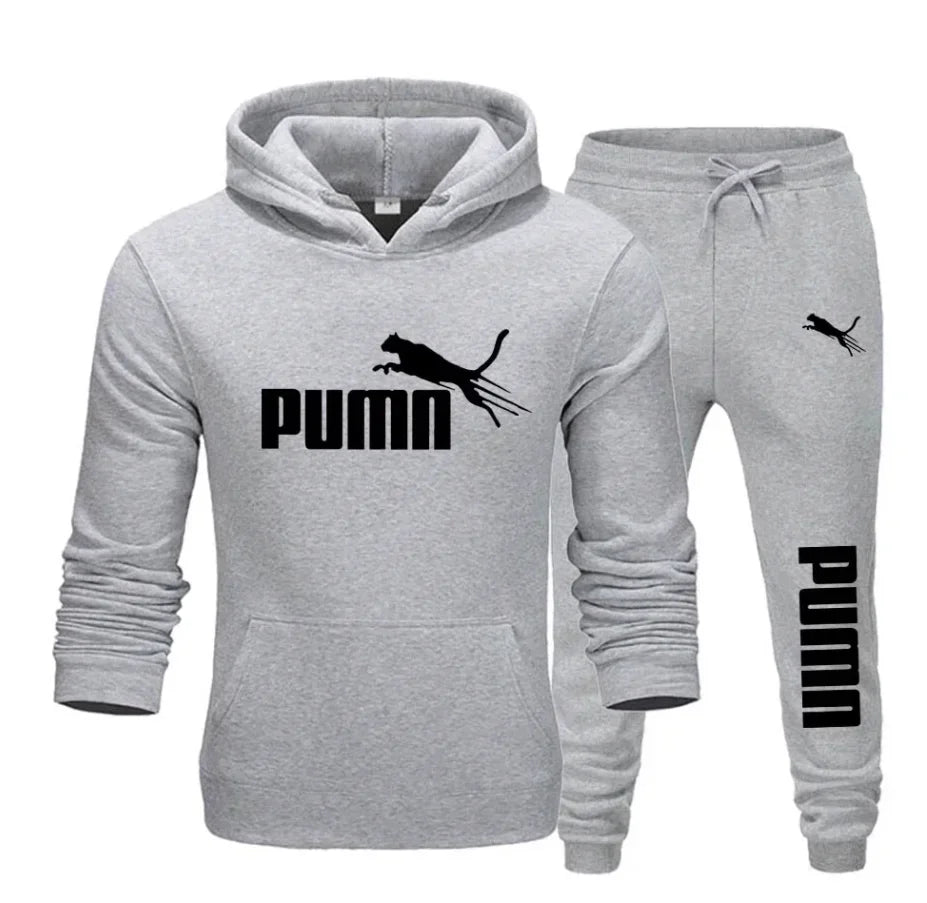 conjunto de moletom Puma com capuz e calças masculinas