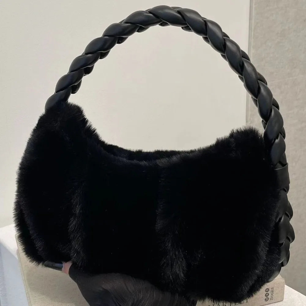 Bolsa de ombro elegante de pelúcia macia