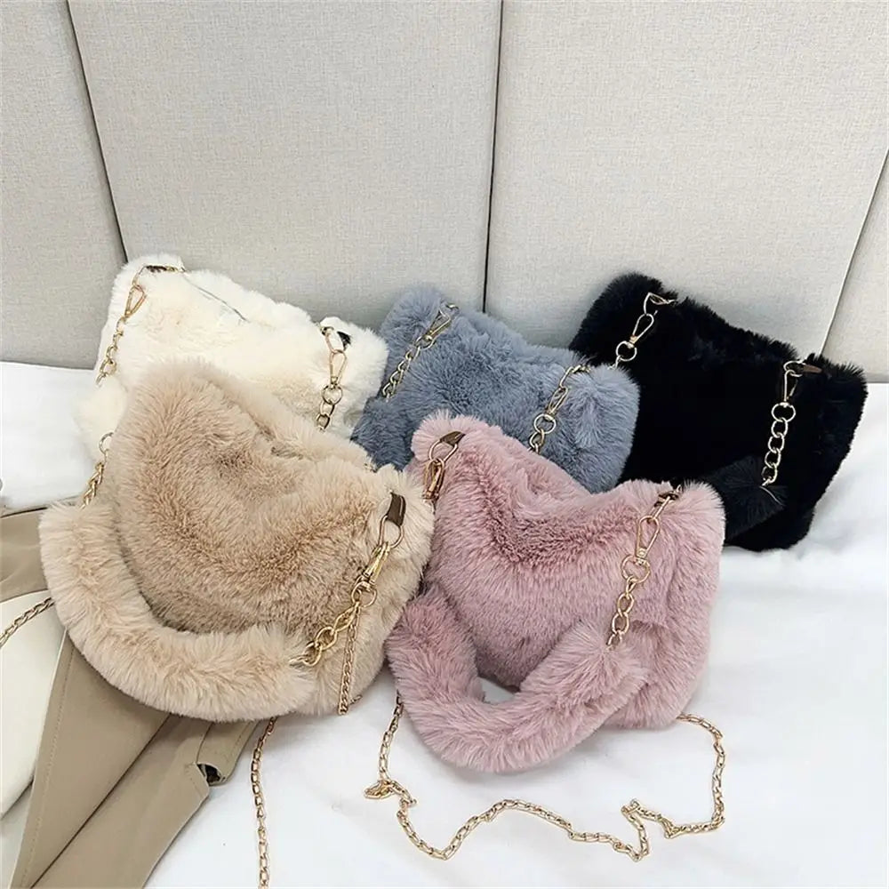 Bolsa ombro feminino inverno corrente axilas de pelúcia